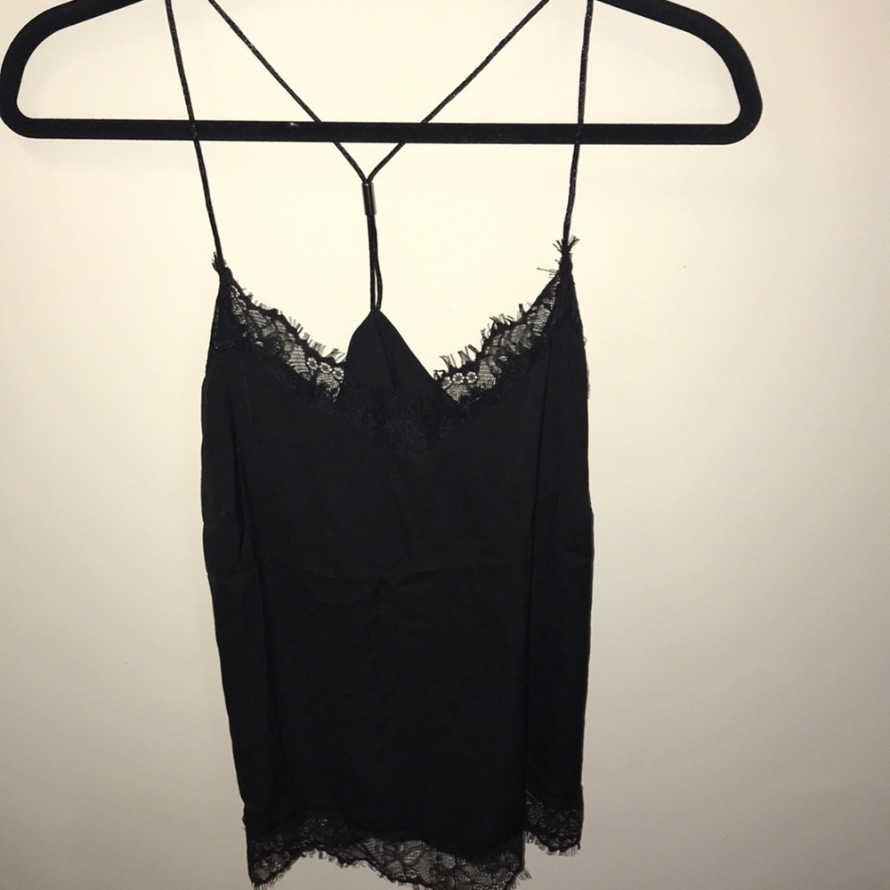 Black silk tank top